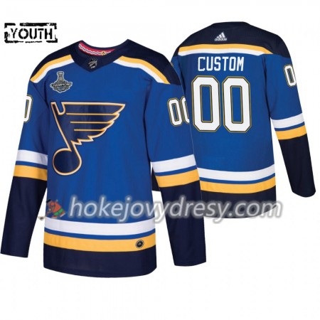 Dětské Hokejový Dres St. Louis Blues med eget tryck Adidas 2019 Stanley Cup Champions Royal Authentic